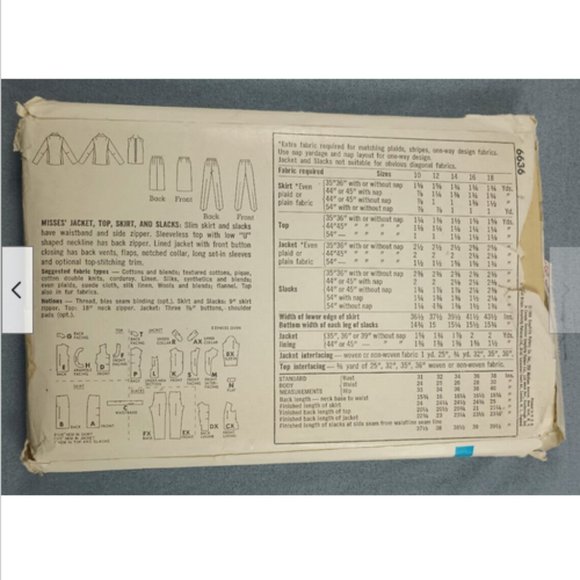 1966 Simplicity Sewing Pattern 6636 Jacket Top Skirt Pants Suit Bust 36 - Picture 2 of 2